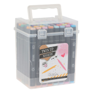 Well home set de rotuladores duo de 48 piezas en caja con asa