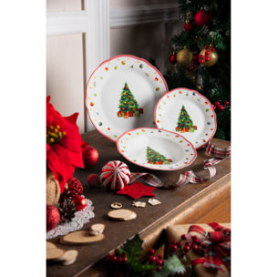 Service 18 assiettes Excelsa Christmas Eve, porcelaine, multicolore