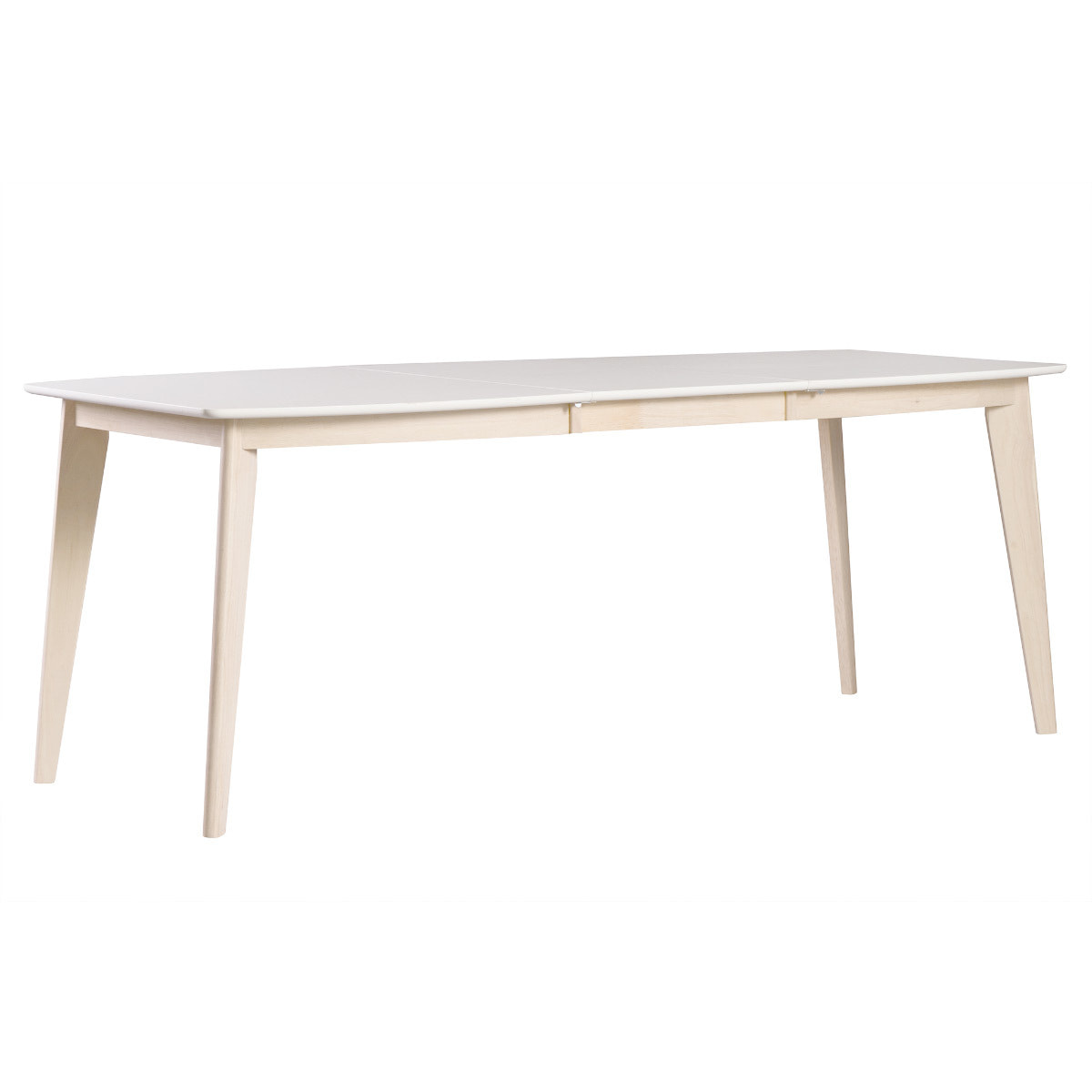 Table à manger extensible scandinave blanc et bois clair L150-200 cm LEENA