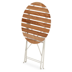 Mesa de Jardín Plegable Ambar de Madera y Metal Blanco