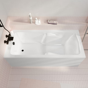 Pack Baignoire 180x80cm avec Zone Douche et Tabliers recoupables de 180 et 80cm Blanc Brillant - MAE