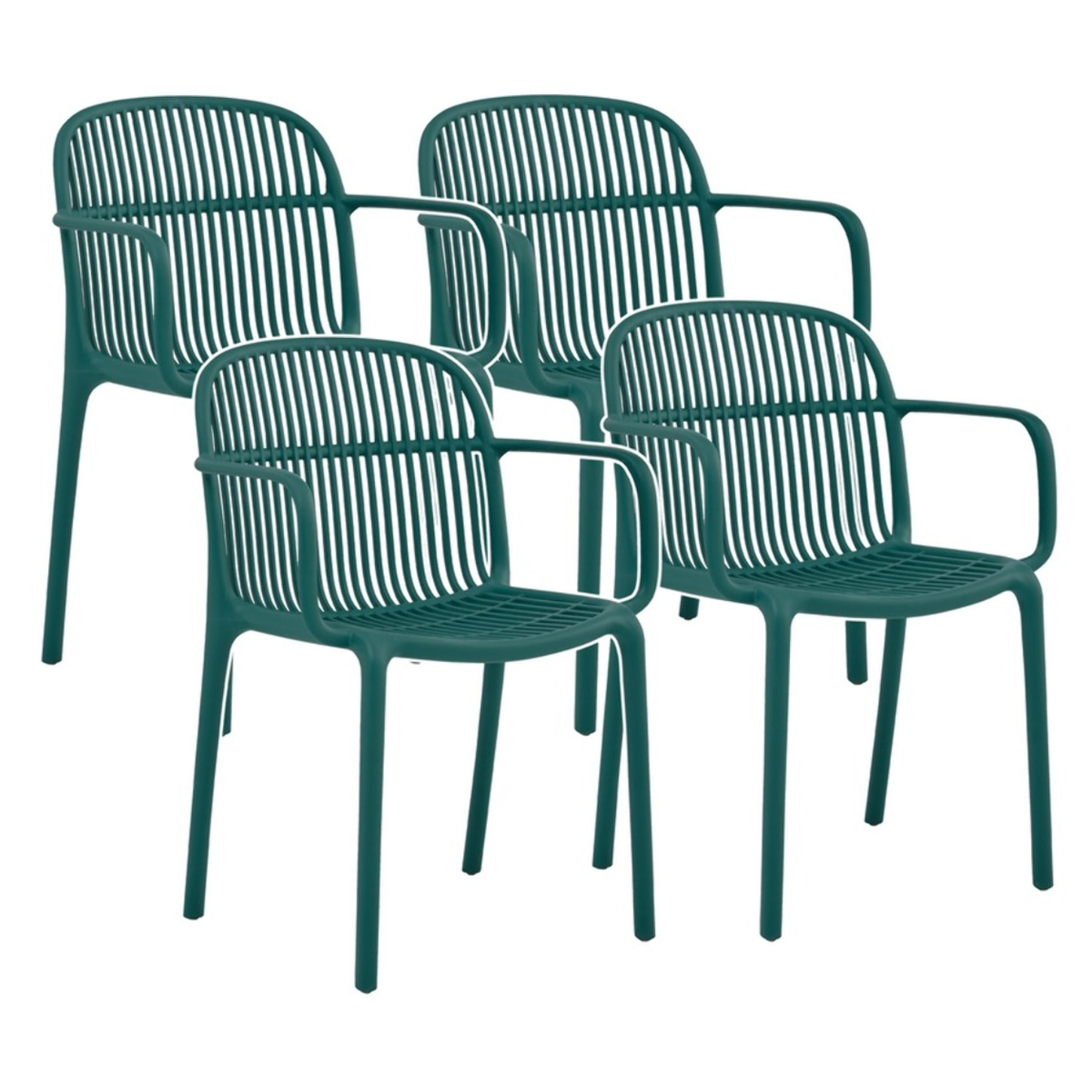 Set da 4 sedie da giardino in polipropilene con braccioli verde – Sintra