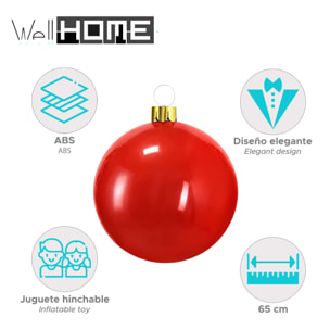 Bola de navidad inflable roja de 4,5cm con ventosa y accesorios