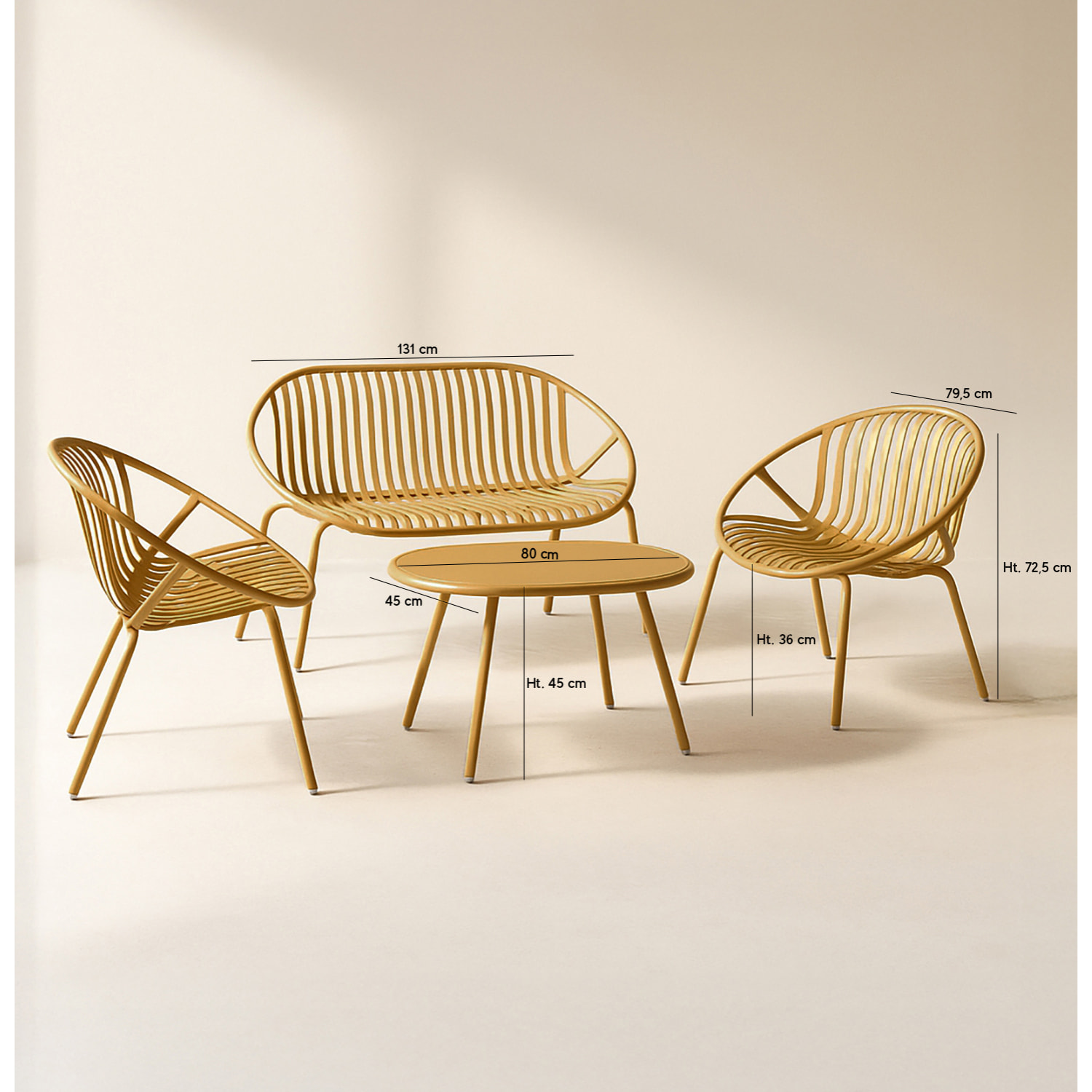 Salon de jardin 4 places en polypropylène ocre CALYPSO