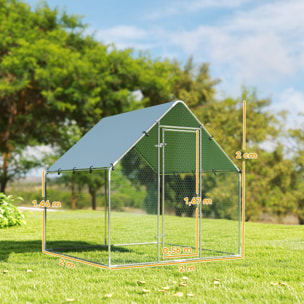 Enclos poulailler extérieur 4 m² bâche Oxford 420D anti-UV argent