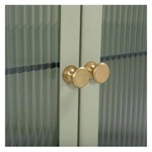 Buffet 2 portes 2 tiroirs en métal vert, manguier et verre - Marnie