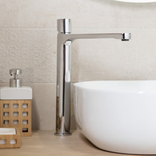 Mitigeur de lavabo XL Fusion avec levier de vidange en verre blanc (SATBSFU285BS)