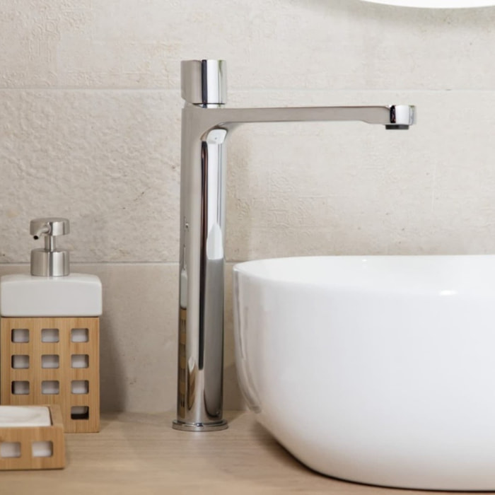 Mitigeur de lavabo XL Fusion avec levier de vidange en verre blanc (SATBSFU285BS)