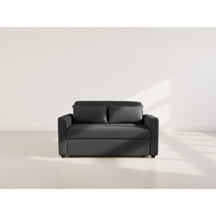Ernest - Canapé droit 2 places convertible en velours côtelé - Noir