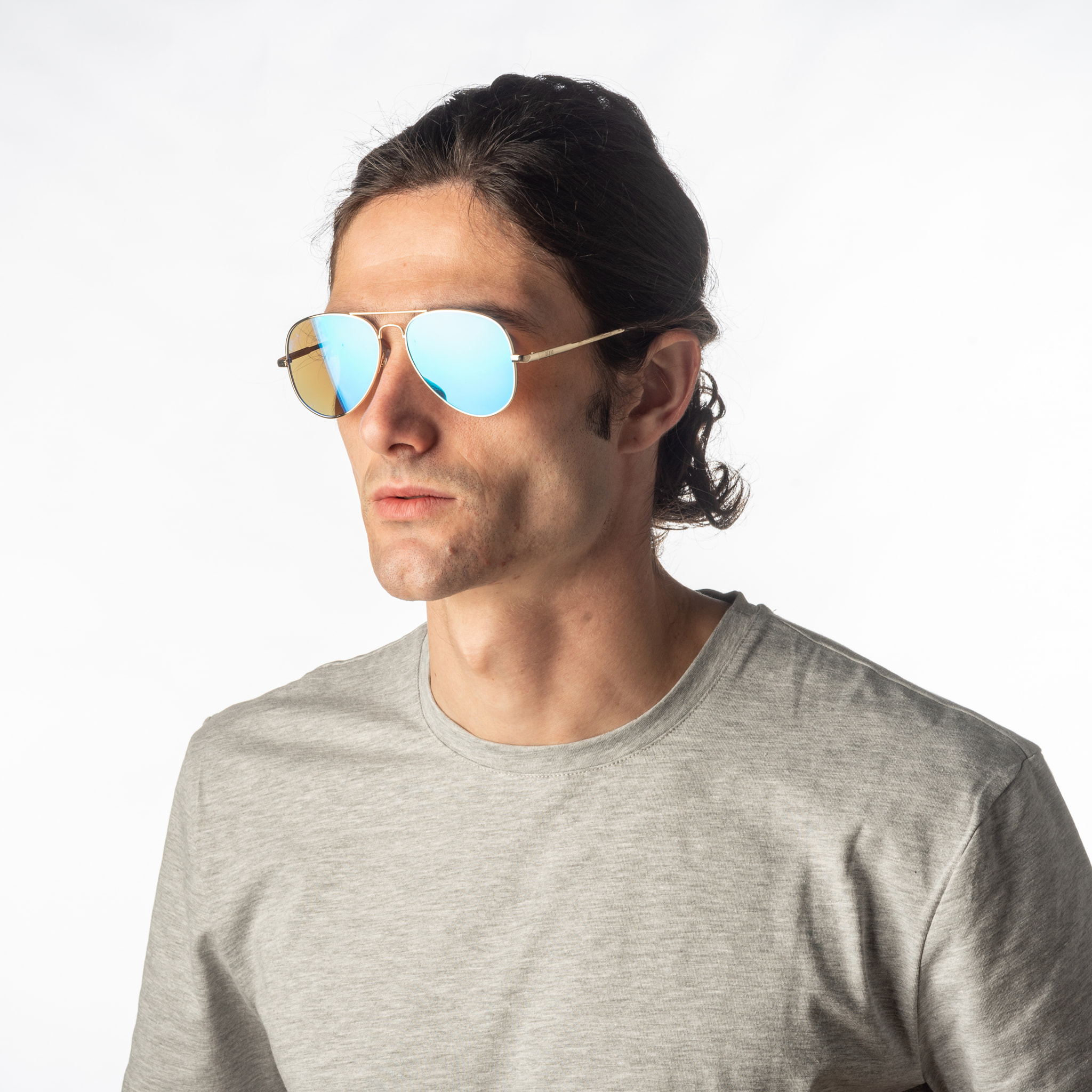 Gafas de sol OCEAN BONILA - Nuevo montura dorado brillante con cielo azul fl