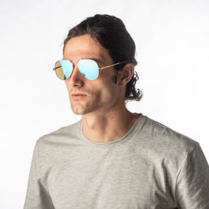 Gafas de sol OCEAN BONILA - Nuevo montura dorado brillante con cielo azul fl
