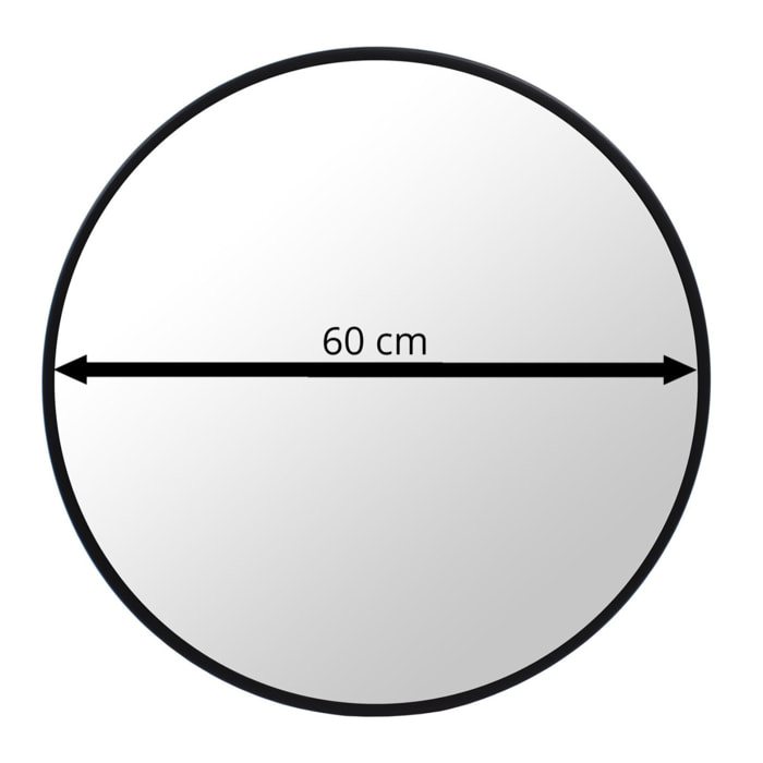 Specchio circolare da parete in metallo nero 60 cm