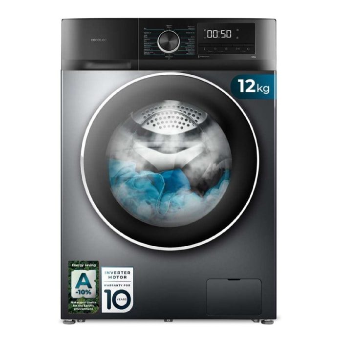 Cecotec Lavadora de carga frontal Bolero DressCode 12500 Inverter Steel