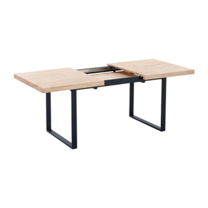 Mesa de comedor extensible Natural Roble salvaje - Negro