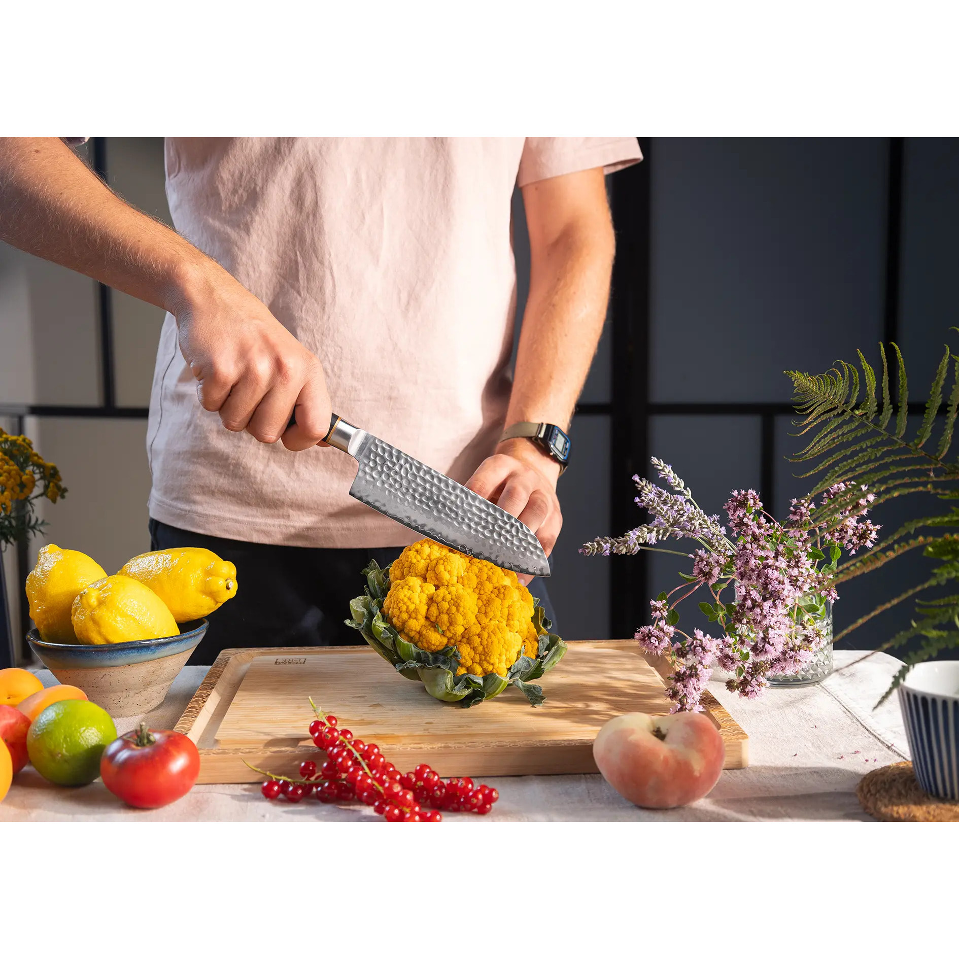 Cuchillo Santoku | Hoja de 180 mm | Acero Inoxidable Japonés San-Mai