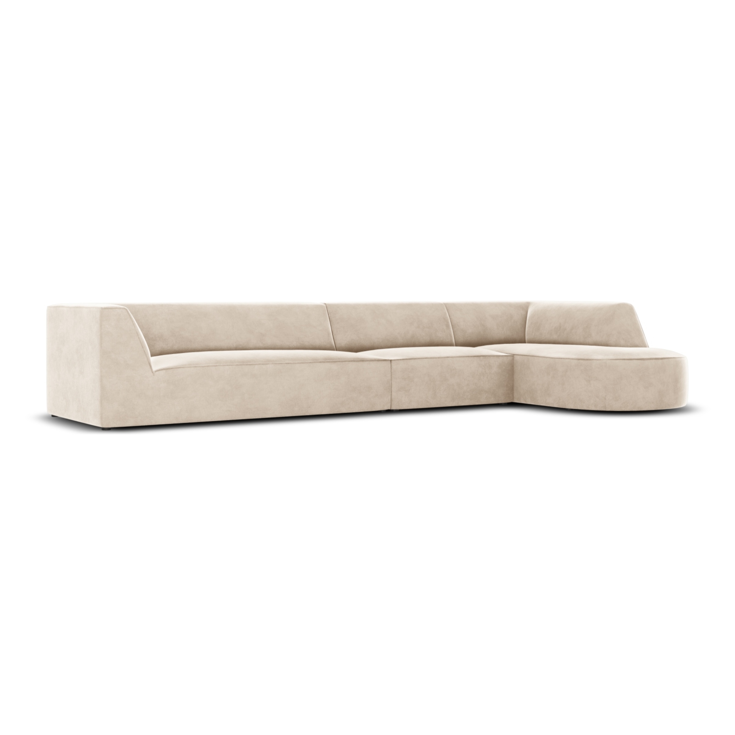 Canapé d'angle droit "Charles" 5 places en velours beige clair