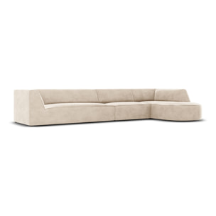 Canapé d'angle droit "Charles" 5 places en velours beige clair