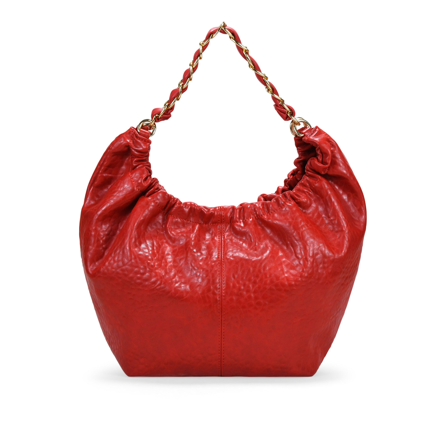 Bolso de hombro rojo con cadena