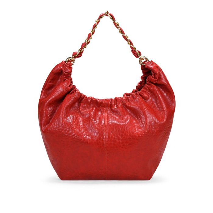 Bolso de hombro rojo con cadena