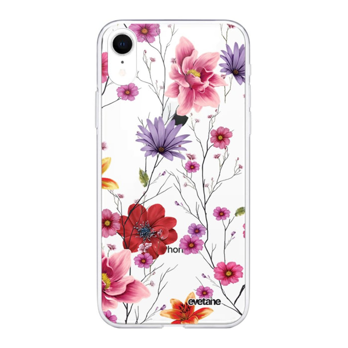 Coque iPhone Xr 360 intégrale transparente Fleurs Multicolores Tendance Evetane.