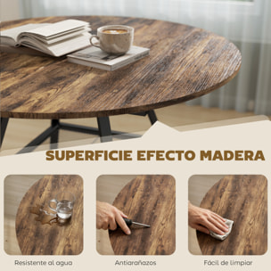 Mesa de Comedor Redonda, Mesa de Cocina para 4 Personas con Estante, Marco Metálico, para Sala de Estar, Ø100x76 cm, Marrón Rústico