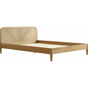 Lit en bois et cannage + Matelas double confort - LEONIE & DUAL CONFORT
