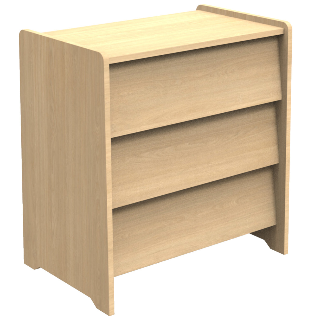 Commode 3 tiroirs façades inclinées en bois décor chêne miel