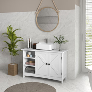 Mueble para Debajo del Lavabo de Madera Mueble Bajo Lavabo de Pie con 2 Puertas y Estantes Ajustables Antivuelco Estilo Moderno Carga 31 kg 90x30x60 cm Blanco