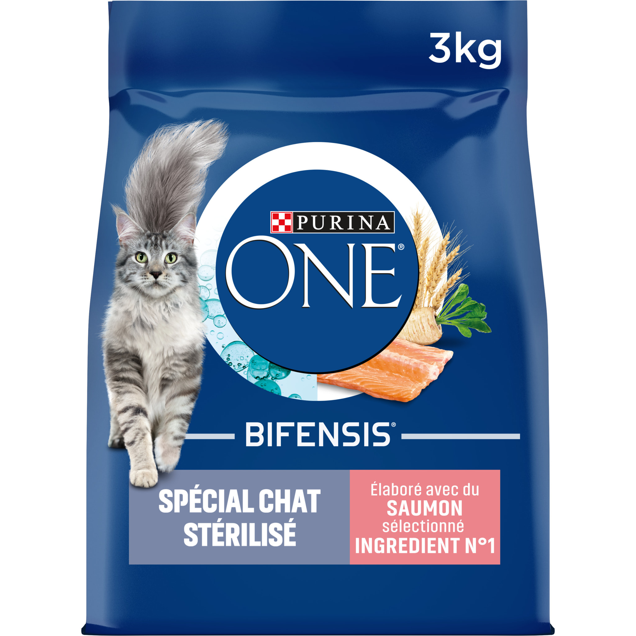 PURINA ONE Chat Stérilisé Saumon 3KG - Lot de 4