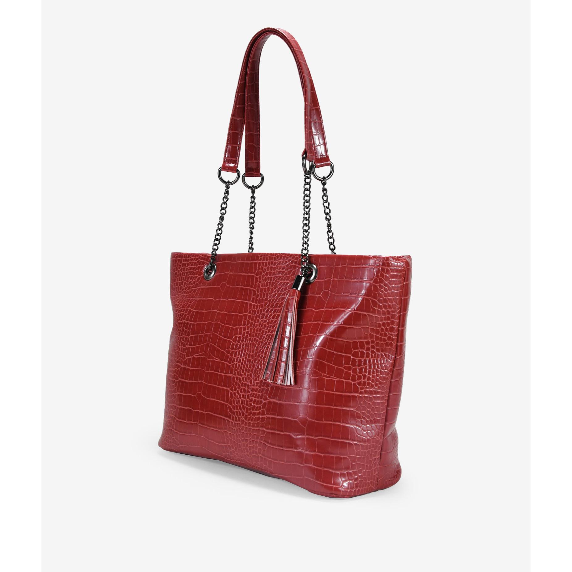 Bolso shopper rojo efecto coco para portátil