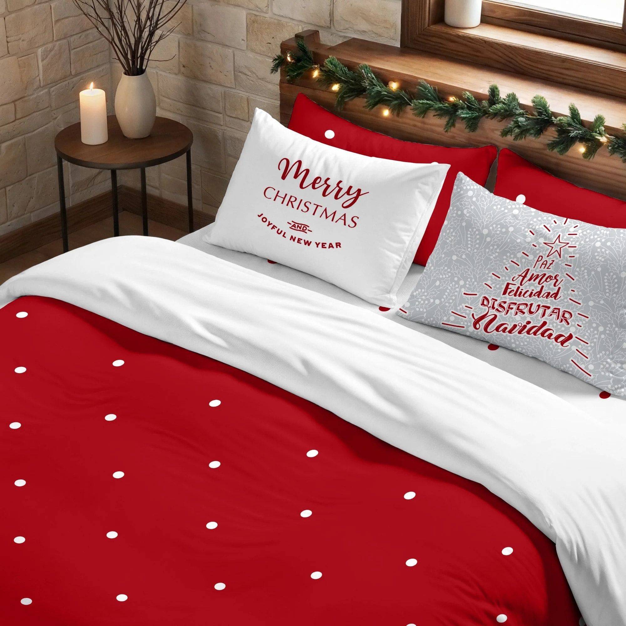 Housse de couette avec pressions 100% coton Laponia 47 rojo