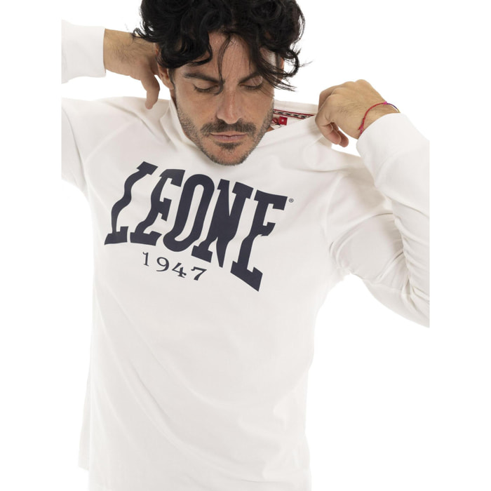 Camiseta de algodón elástico de manga larga con logo grande 'Basic' para hombre