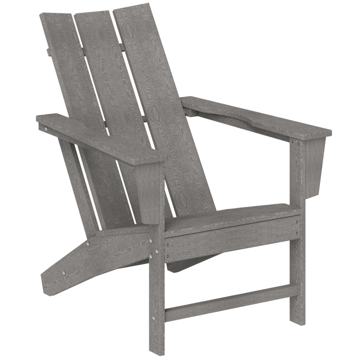 Silla Adirondack Exterior Silla de Jardín con Asiento Extra Ancho Carga 120 kg para Patio Terraza Balcón 75x83x90 cm Gris Oscuro