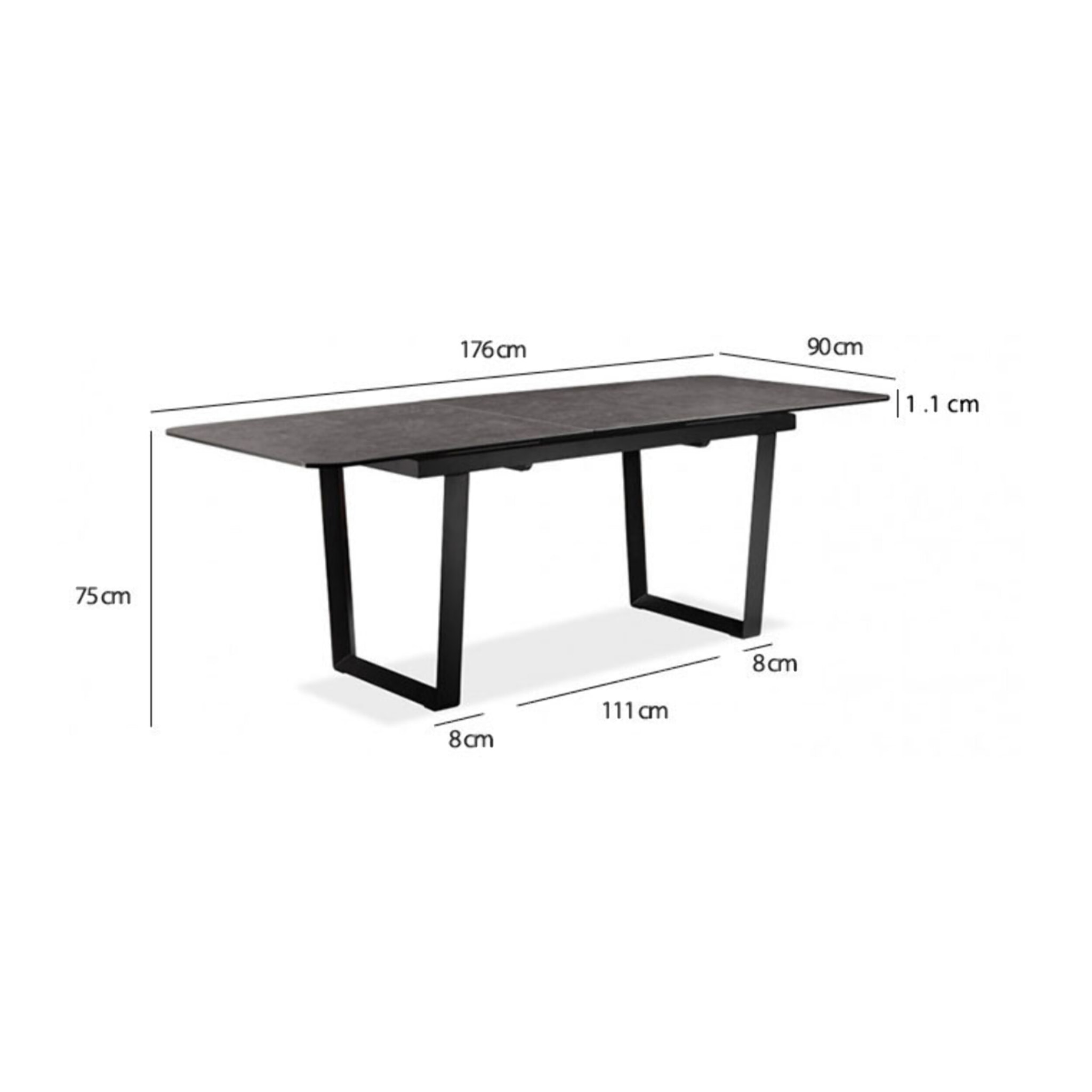 Table de repas extensible en céramique & métal 176/216 cm - ODESSA