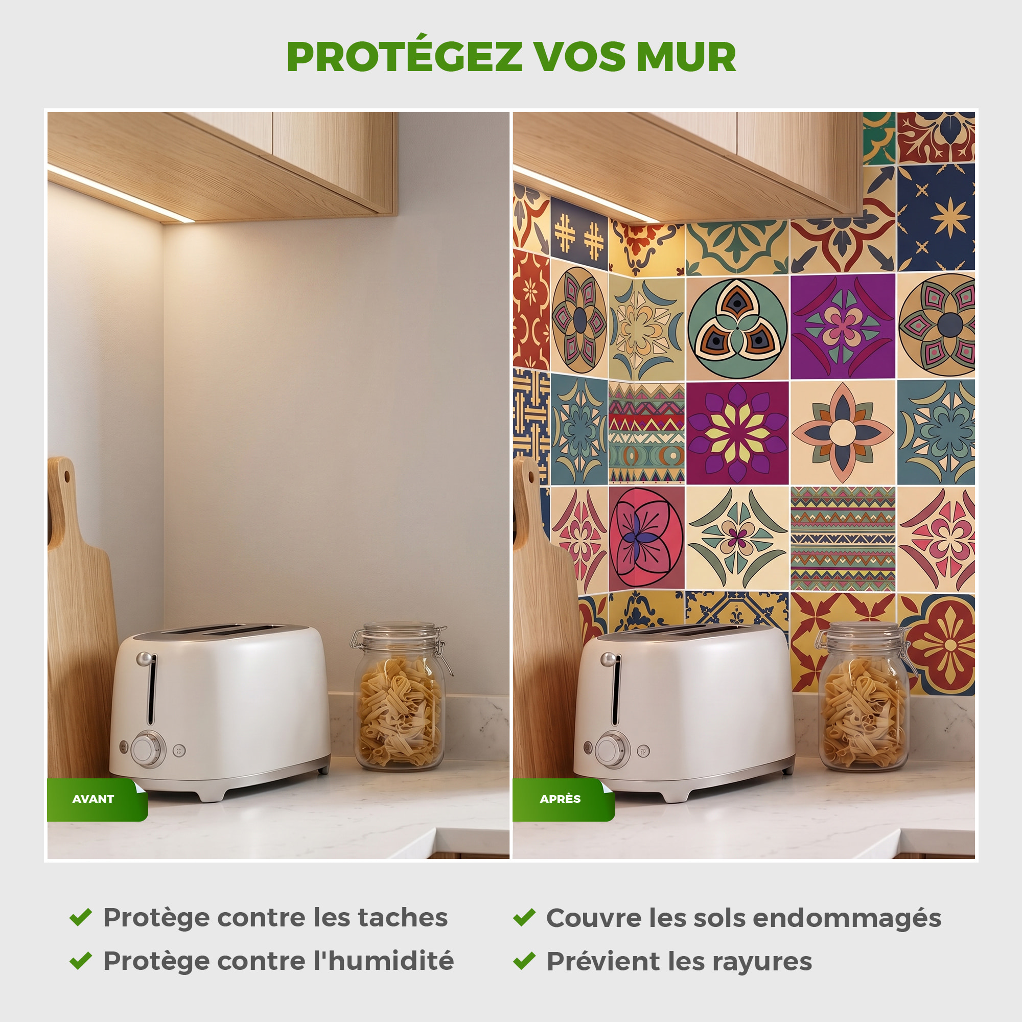 Stickers muraux - Sticker Mural Carrelage adhésif Cuisine Salle de Bain - 12 STICKERS CARRELAGES AZULEJOS MELILLA