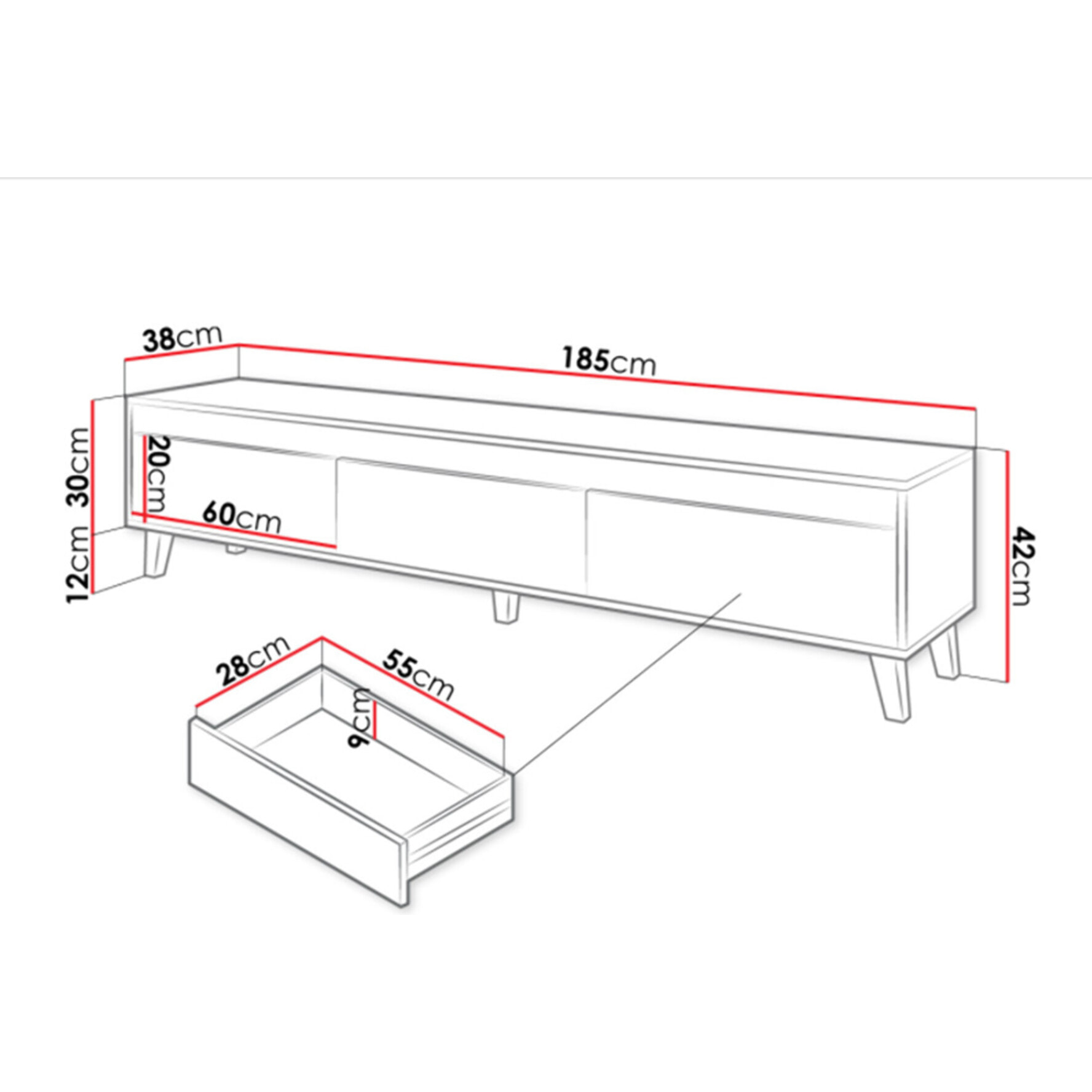 Lord - meuble TV - effet bois et noir - 185 cm - style industriel - Bois