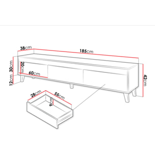 Lord - meuble TV - effet bois et noir - 185 cm - style industriel - Bois