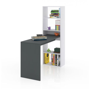 Mesa de escritorio con estantería Cosmic Blanco Artik (Blanco Mate) - Gris Antracita