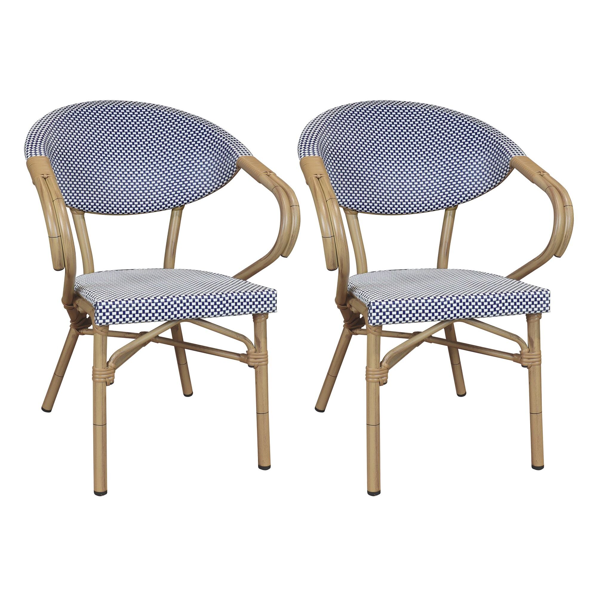 Lot de 2 fauteuils de table en textilène bleu AMALFI