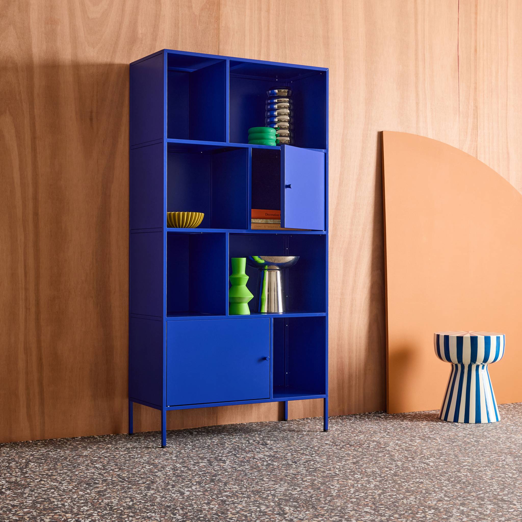 Buffet, meuble de rangement industriel métal 8 compartiments OKLAHOMA