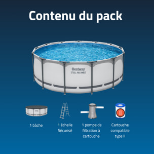 Bestway Piscine hors sol tubulaire ronde Bestway Steel Pro Max 488 x 122 cm gris clair
