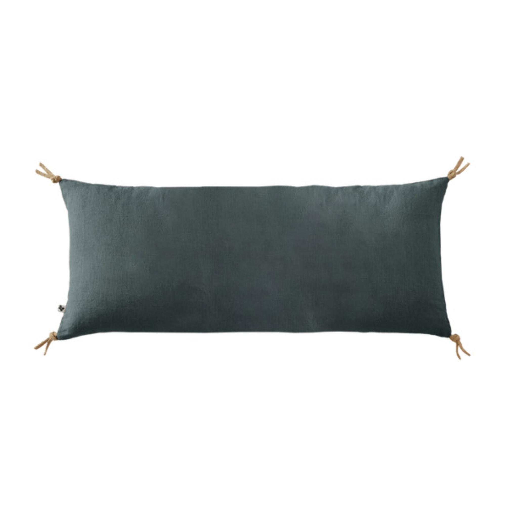 Coussin 55 x 110 cm en lin lavé avec 4 nouettes en jute - SOLINE