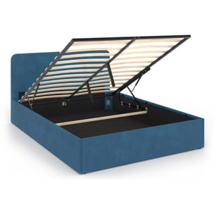 Lit coffre Louise 140x190cm velours bleu
