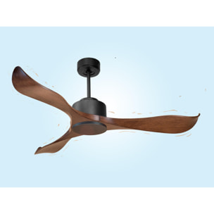 Ventilateur de plafond Réversible Lumière  Thermostat Wifi Moteur à courant continu Toits en pente Télécommande Adaptateur 2/3 Lames Hypersilence Mémoire 40   W Noir