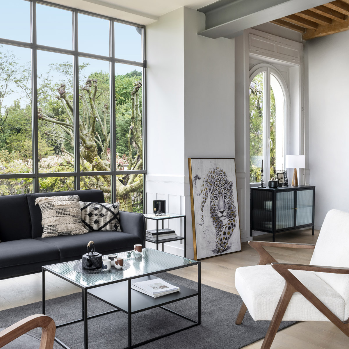 Toile imprimée "Pantère" encadrée 78x118 cm