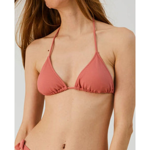 Top de bikini triangular de cortina en tejido piqué