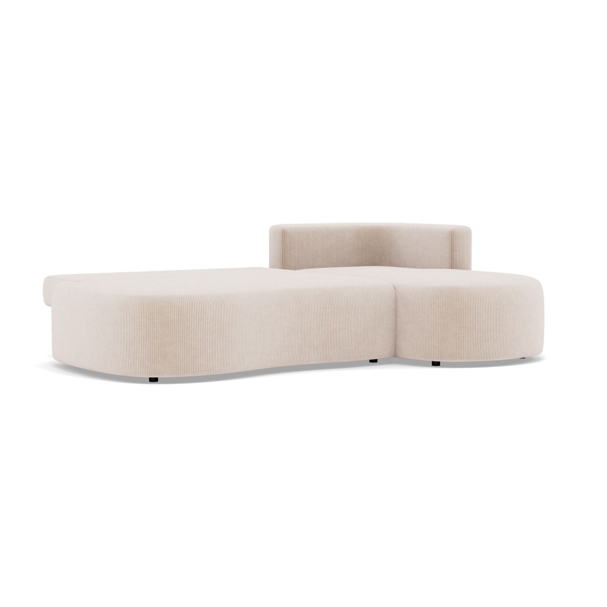 Mahina - canapé d'angle droit 4 places convertible avec coffre en velours côtelé - Beige