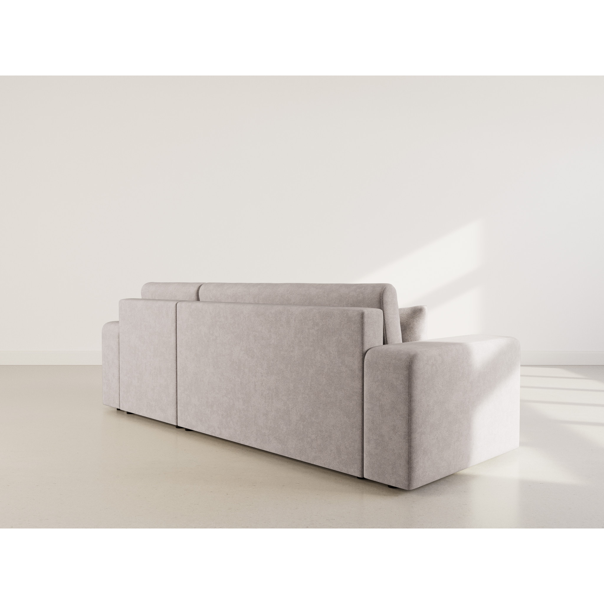 Nicole - canapé d'angle réversible 4 places convertible avec coffre en tissu - Gris clair