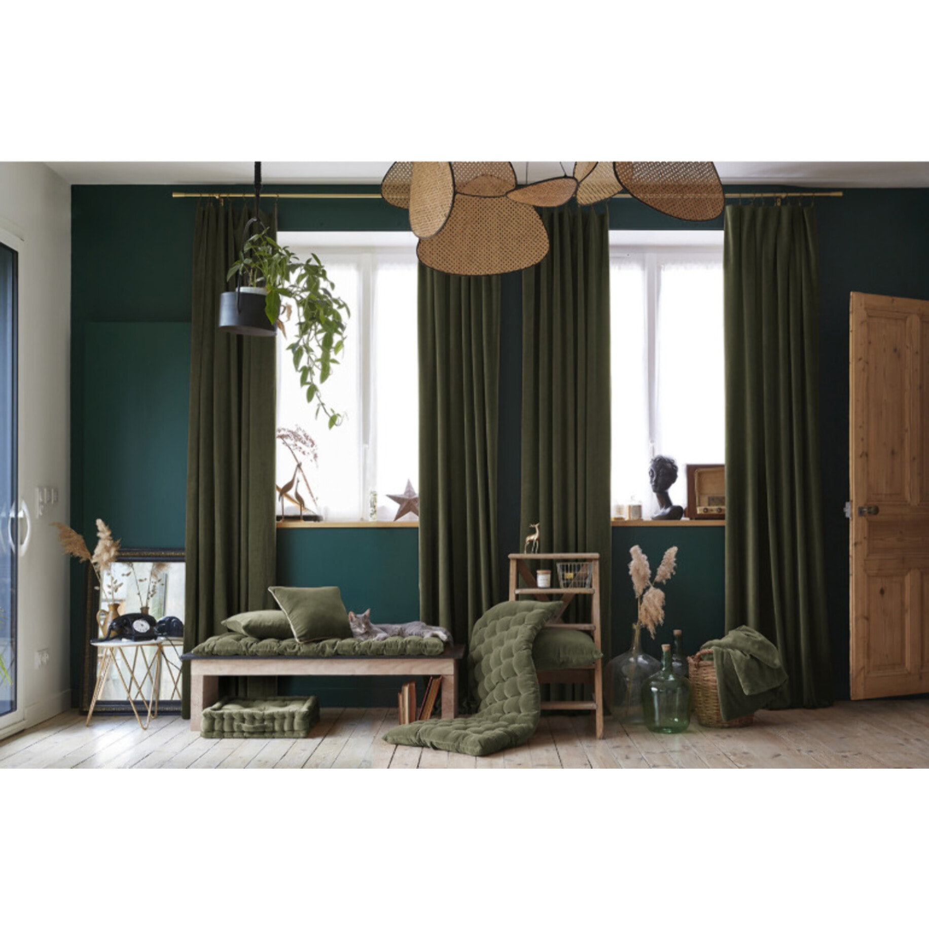 Rideau ajustable 140 x 270 cm en velours de coton - CESAR