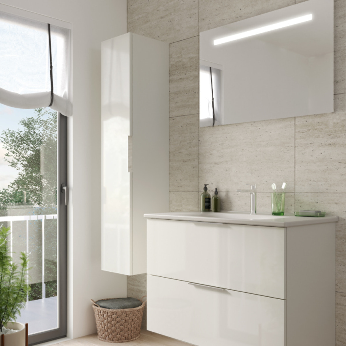 Colonne de salle de bain BURGBAD Olena 1 porte  blanc brillant
